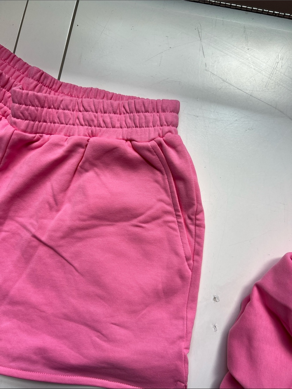 Women’s Pink Hoodie & Elastic-Waist Shorts Set - Picture 7 of 7